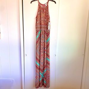 Vibrant floral print maxi dress